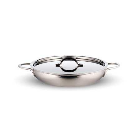 Bon Chef Country French-Two Tone S/S Saute Pan/Skill W/Cov Dbl Hndl 113/4"D X 23/8"H 2Ea 2" Rnd Hndls 3Qt 4Oz 60306-2ToneSS